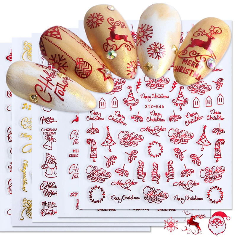 Nail Art Xmas Design - Christmas Nails Accesories Red Gold Winter