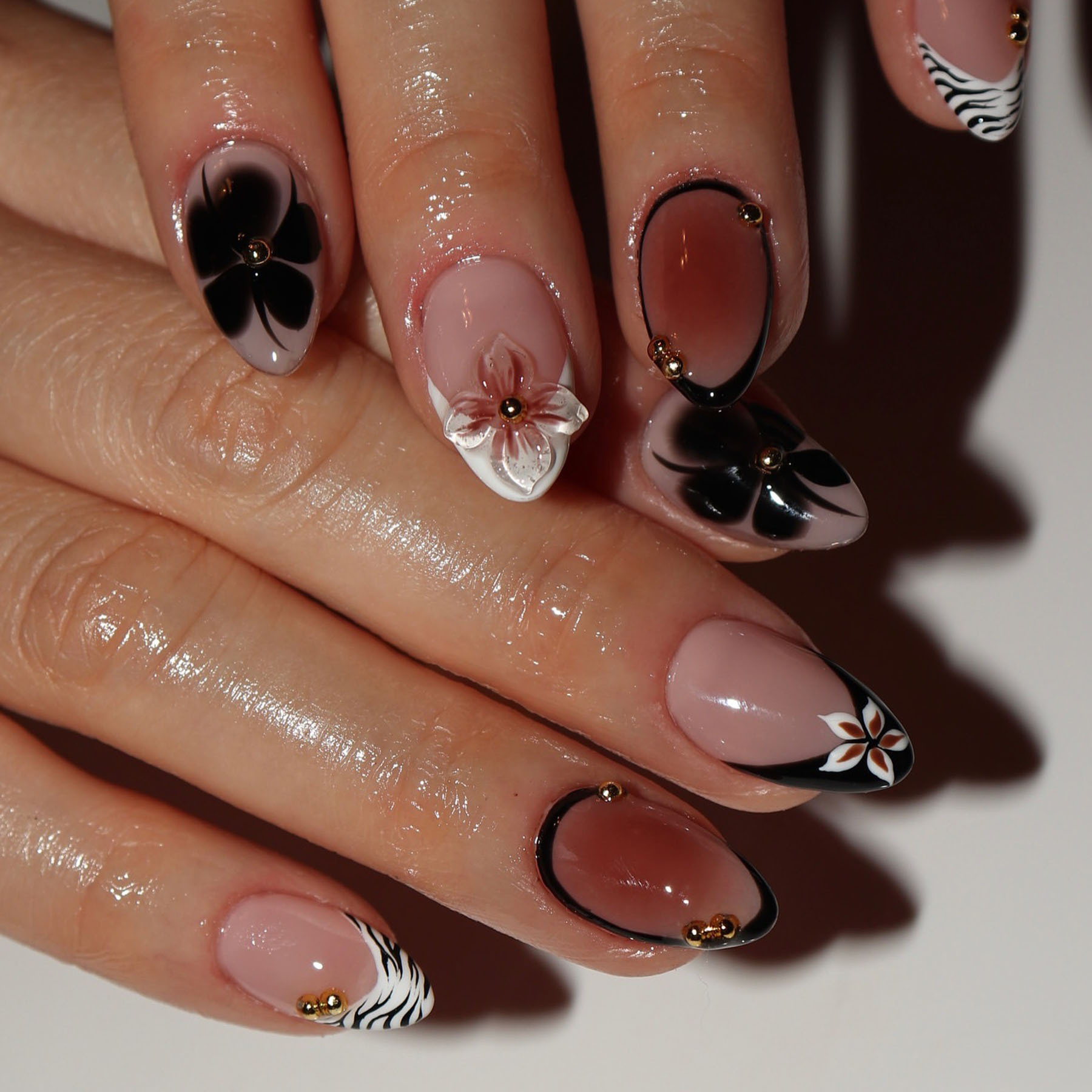 24pcs Flower False Nails Brown - огляд і ціна Nail Art Leopard