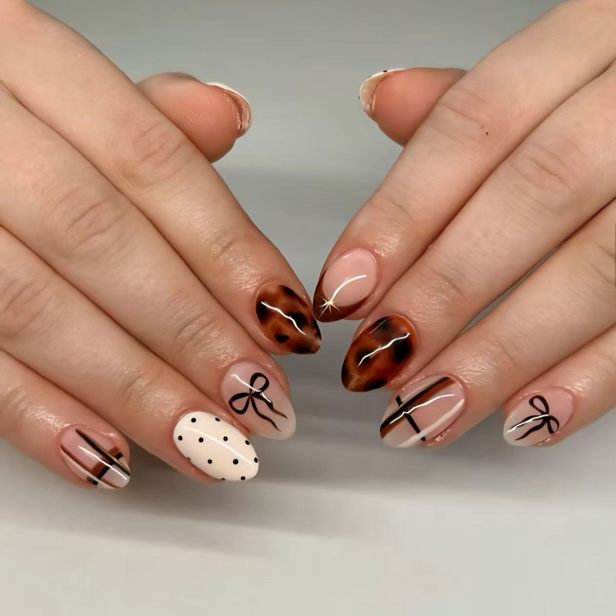 24pcs Flower False Nails Brown - огляд і ціна Nail Art Leopard