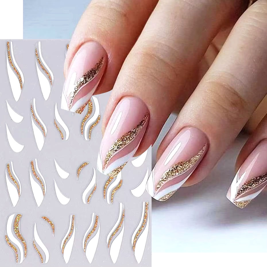 1pcs Gold Glitter French Desig - огляд і ціна Nail Art Xmas Design
