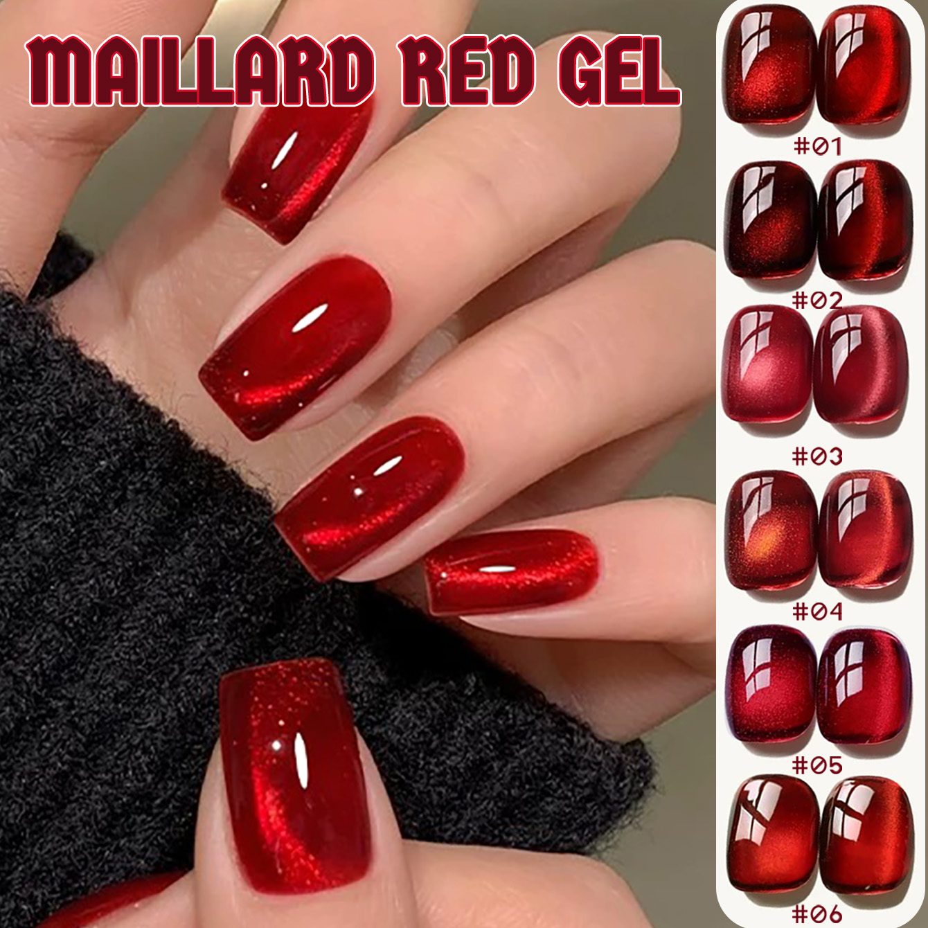 1pcs TC New Flash Cherry Wine  - огляд і ціна Nail Art Red Wine Cat Eye