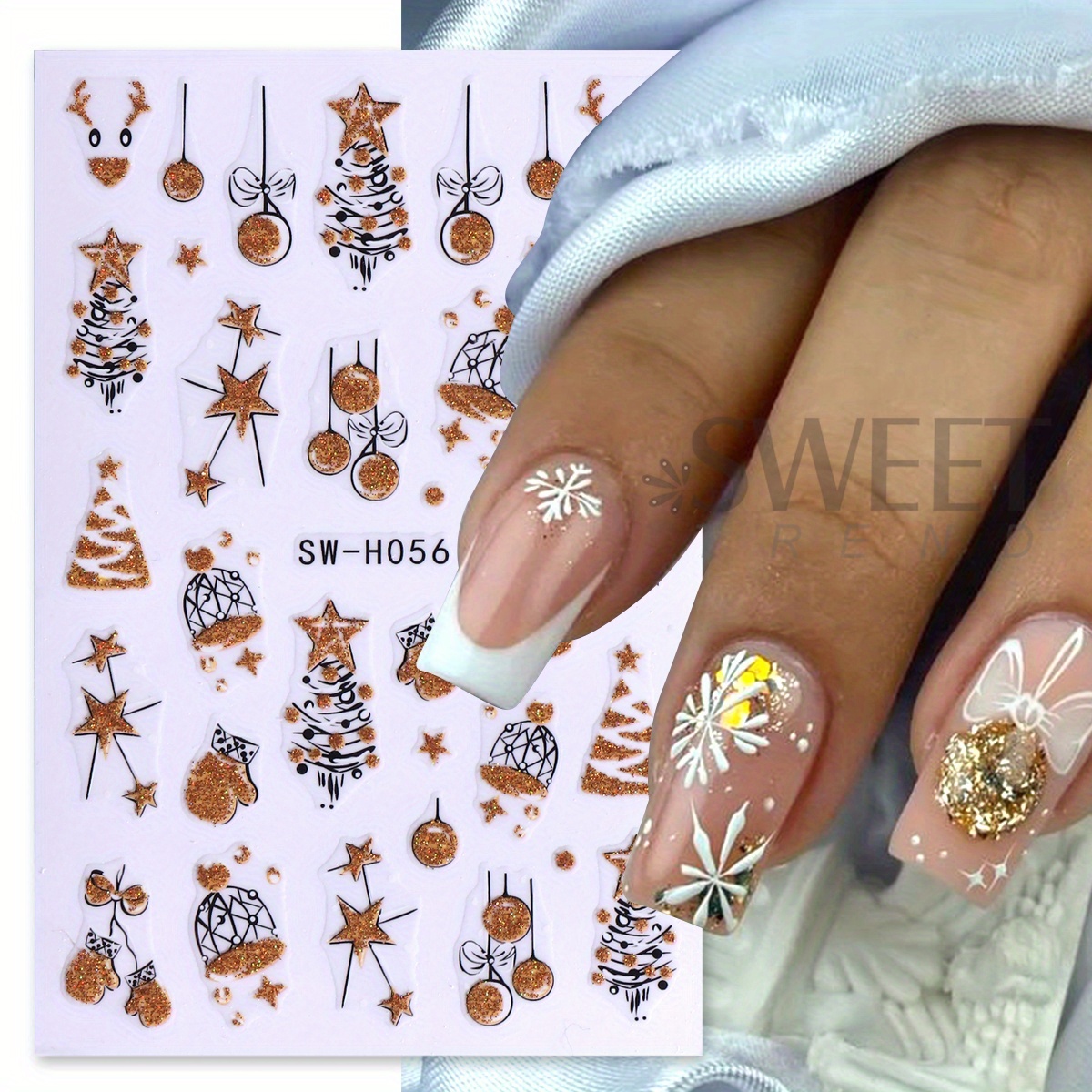 2 pcs Gorgeous Sparkly Christm - огляд і ціна Nail Art Xmas Design
