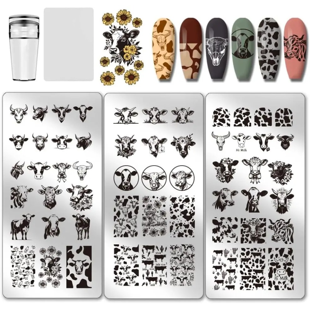 3pcs Cow-Theme Nail Stamping P - огляд і ціна Nail Art Leopard