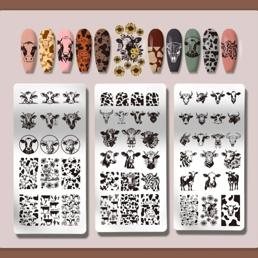 3pcs Cow-Theme Nail Stamping P - огляд і ціна Nail Art Leopard