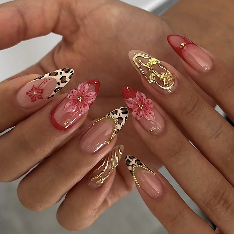 24Pcs Leopard Print French Alm - огляд і ціна Nail Art Leopard