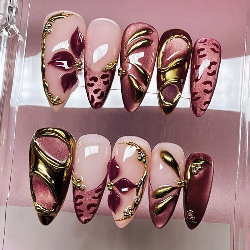 24Pcs Leopard Print French Alm - огляд і ціна Nail Art Leopard