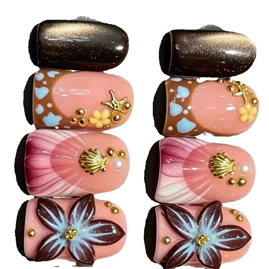 10Pcs/set Nude Pink Gradient S - огляд і ціна Nail Art Leopard