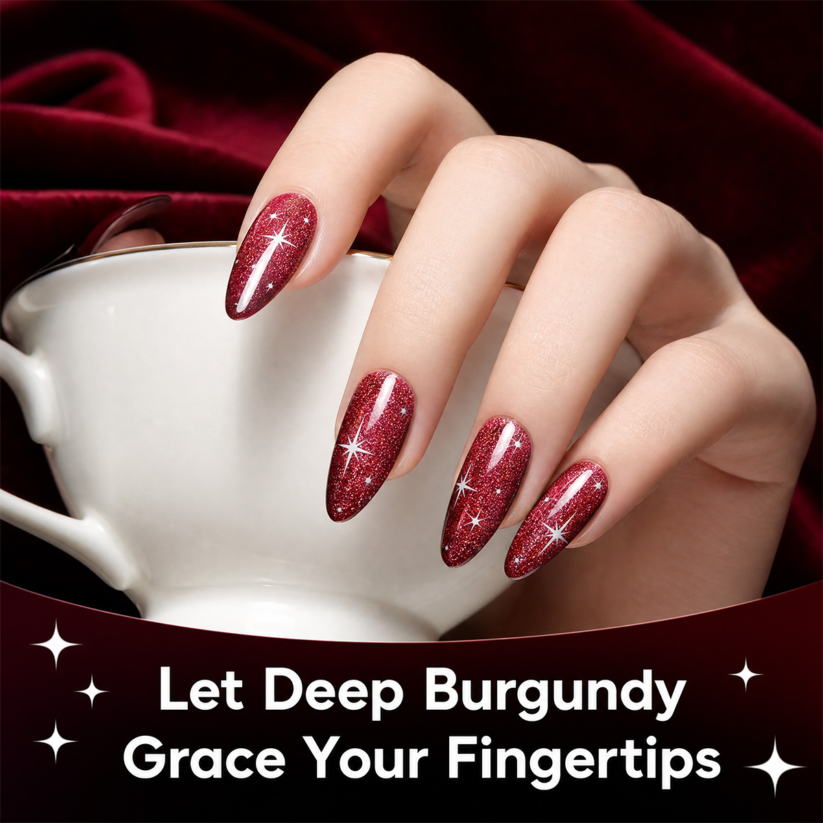 7-piece wine red and burgundy  - огляд і ціна Nail Art Red Wine Cat Eye