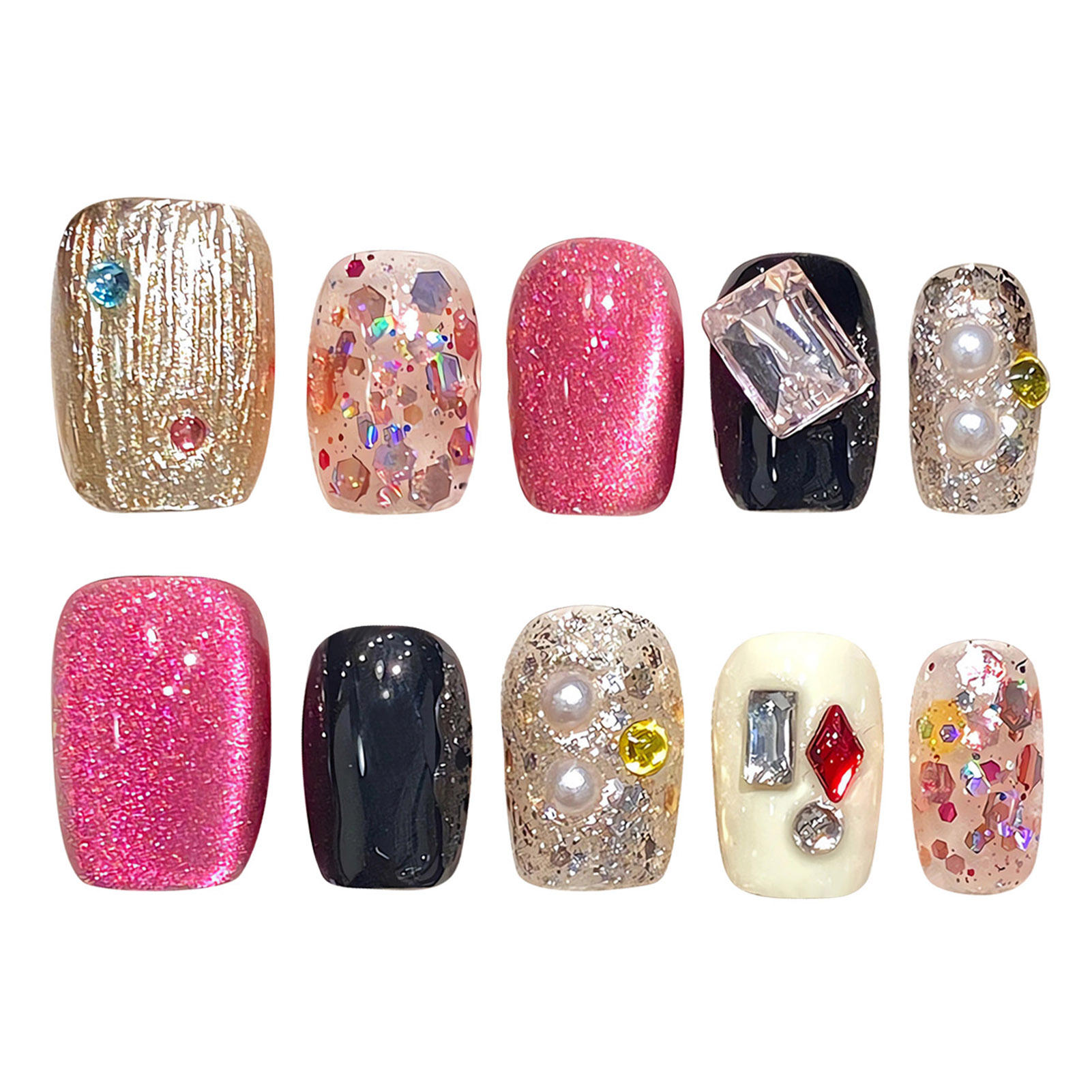 Handmade Press on Nails Glitte - огляд і ціна Nail Art Eye Cat