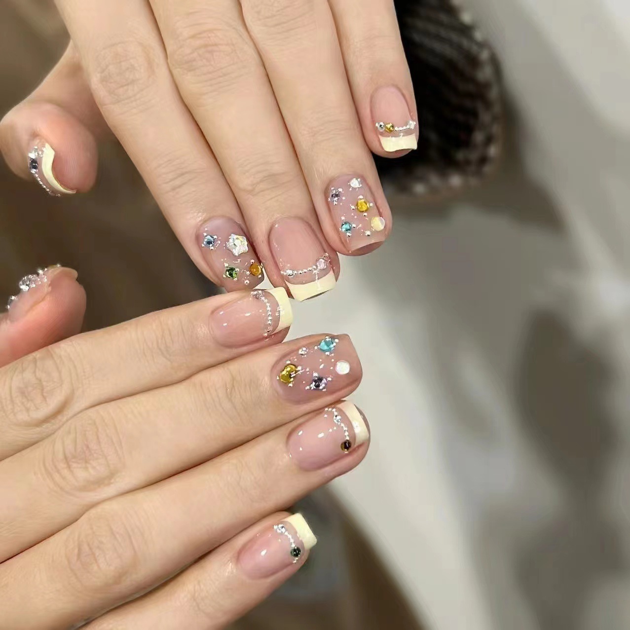 10Pcs Short Square French Hand - огляд і ціна Nail Art Eye Cat