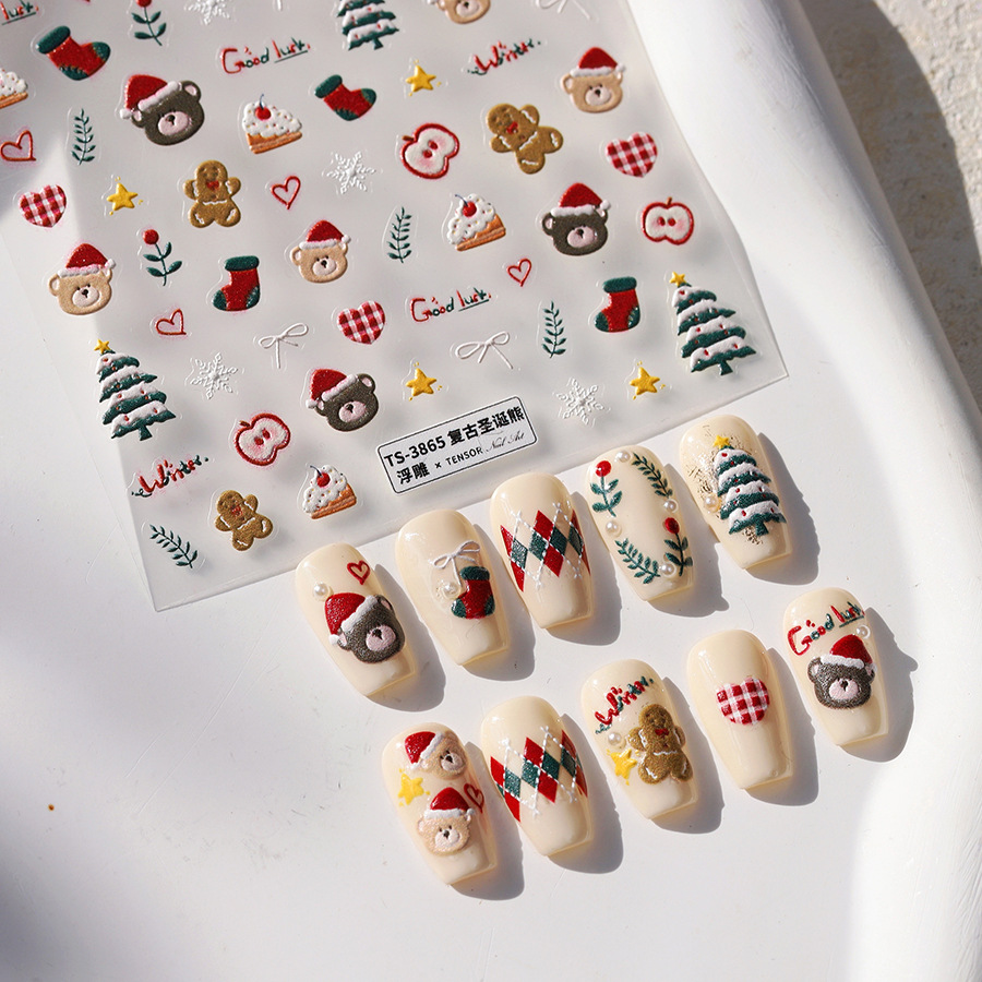 Cute Christmas Bear & Gingerbr - огляд і ціна Nail Art Xmas Design