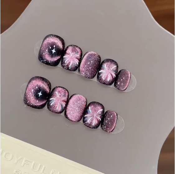 10Pcs Purple Short Round Head  - огляд і ціна Nail Art Eye Cat