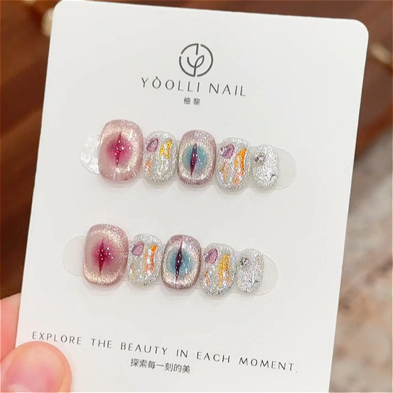 10Pcs Purple Short Round Head  - огляд і ціна Nail Art Eye Cat