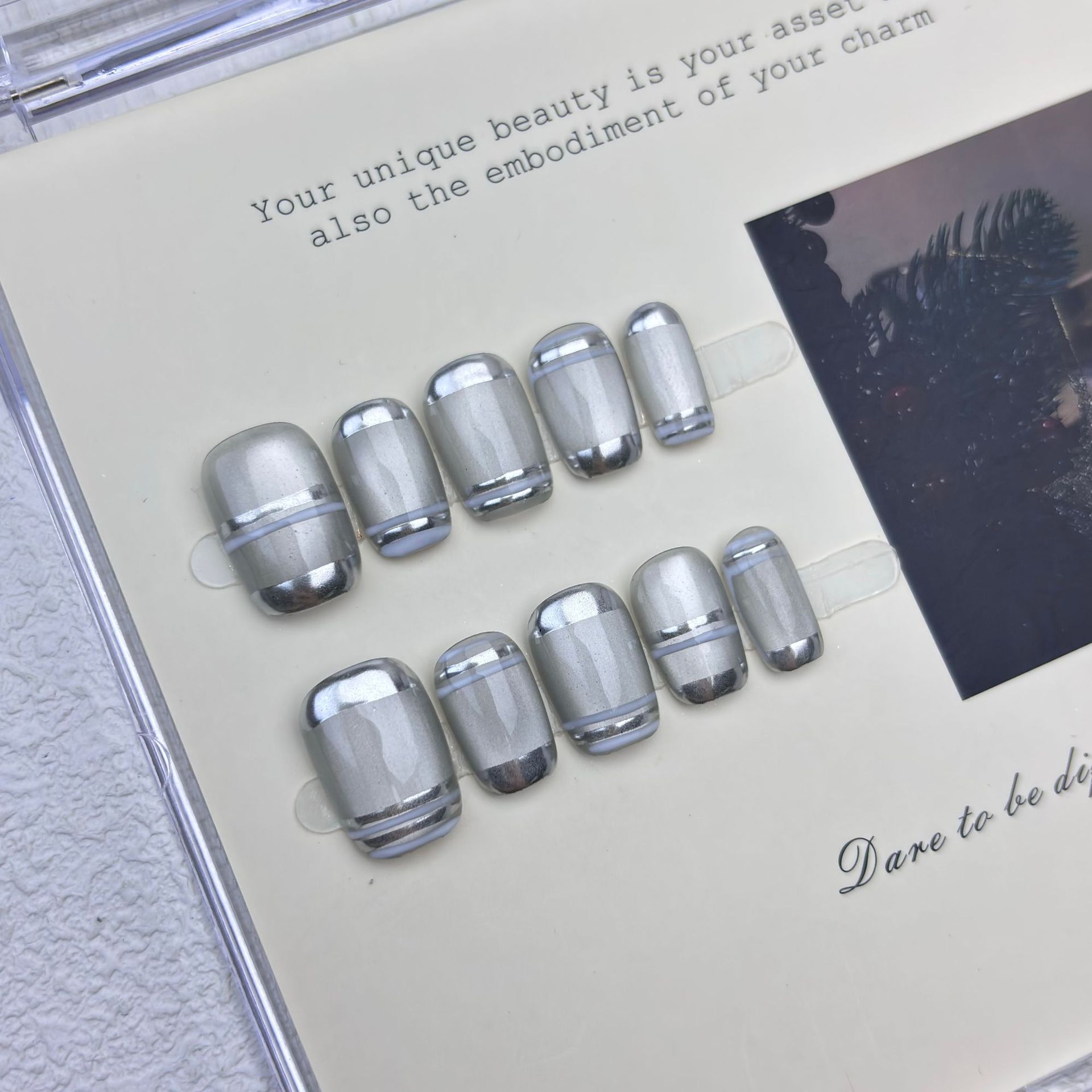 10pcs Aurora Chrome Press on N - огляд і ціна Nail Art Eye Cat