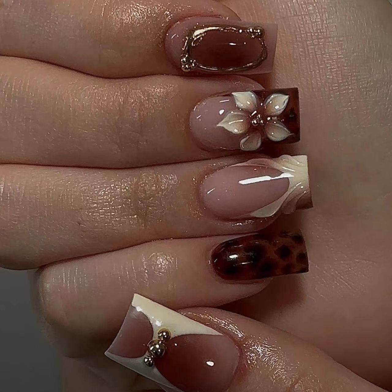 Short square fake nails for wo - огляд і ціна Nail Art Leopard