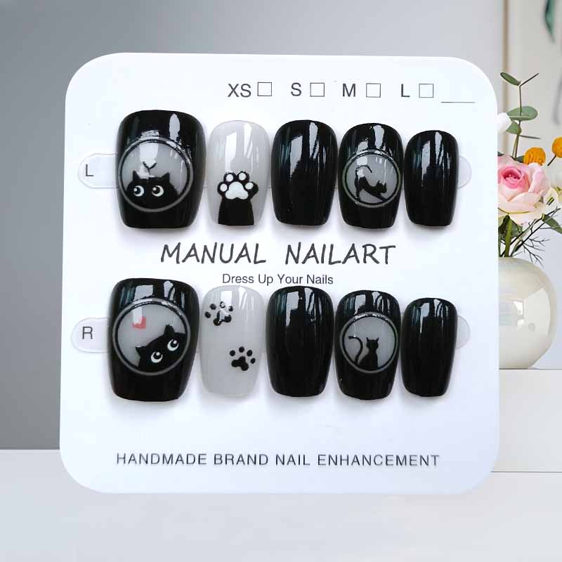 10Pcs Cute Cartoon Black Cat a - огляд і ціна Nail Art Eye Cat