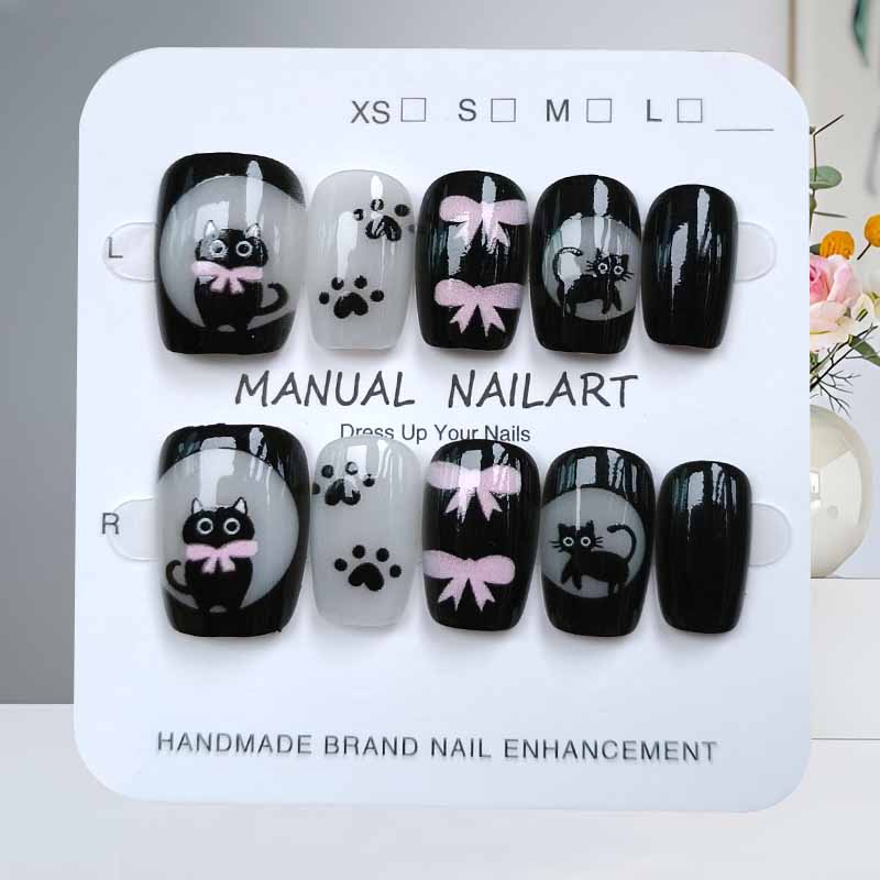 10Pcs Cute Cartoon Black Cat a - огляд і ціна Nail Art Eye Cat