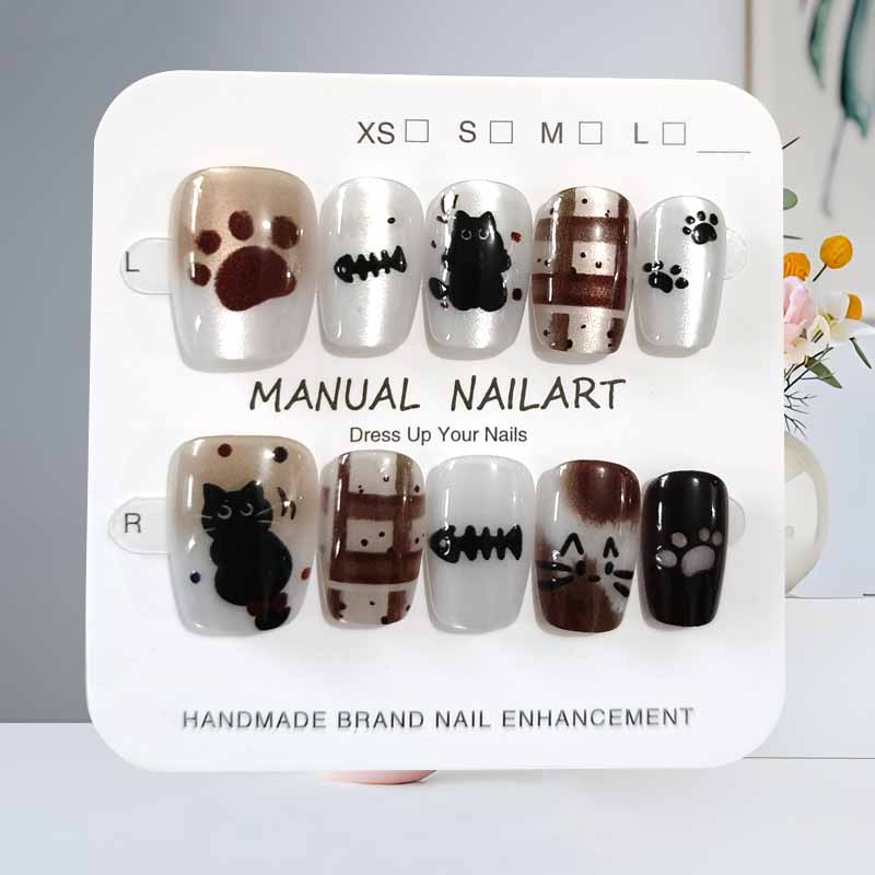 10Pcs Cute Cartoon Black Cat a - огляд і ціна Nail Art Eye Cat