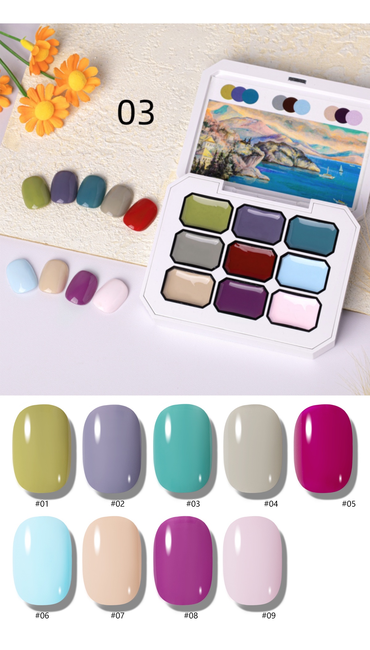 1pc 9-Grid Color Painting Gel  - огляд і ціна Nail Art Halal